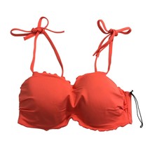 Shade &amp; Shore Ruffle Tie Straps Underwire Molded Cups Coral Orange 32C - £7.76 GBP