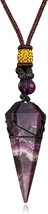 Amethyst Crystal Necklace for Womens and Mens Handmade Gemstone Pendulum Necklac - £17.56 GBP