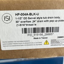 Signature Hardware HP-004A-BLK PopUp Tub Drain, Swivel Head, Press/Seal ... - £151.81 GBP