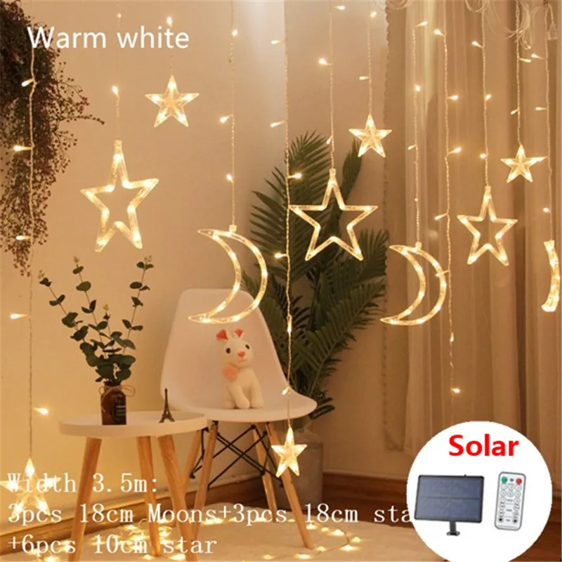 Outdoor Solar LED Lights Christmas Decorations for Home Fairy Curtain Lights Gar - £62.93 GBP