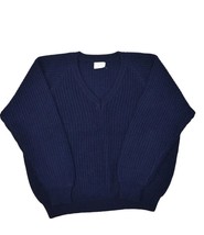 Vintage Benetton Wool Sweater Mens 52 XL Navy Chunky Knit V Neck Made in Italy - £41.97 GBP