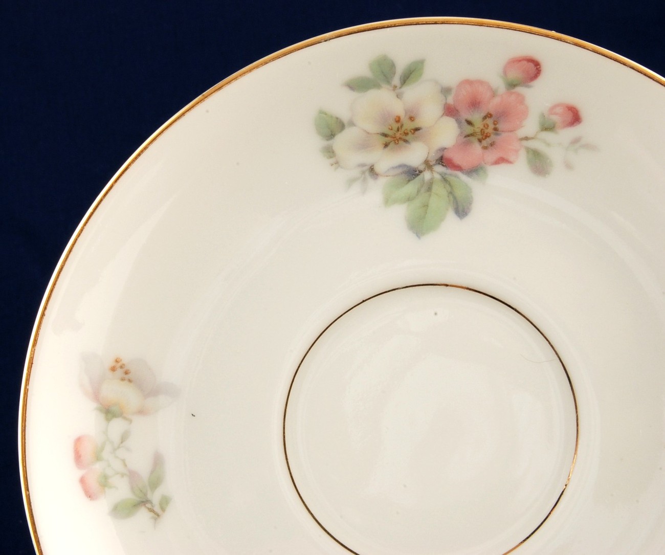 Tirschenreuth Apple Blossom Saucer 601 V White w Gold Trim Bavaria  Item image 3