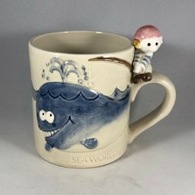 Vintage Figural Illustrated Whale and Pirate SEA WORLD Nautical Coffee Mug - $19.00