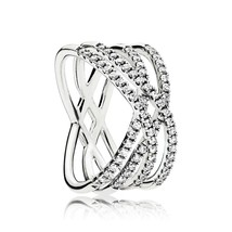 14K Weiß Vergoldet 2CT Rund Schliff Moissanit Crisscross Ring für Damen - £100.07 GBP