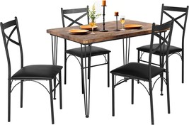 Vecelo 5-Piece Table Home Kitchen Small Space Breakfast Nook, 4, Retro B... - £142.52 GBP