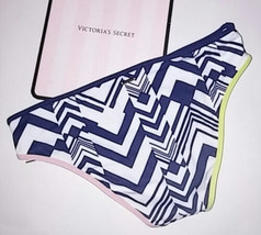 Victoria Secret Hipster Bikini Bottom Zig Zag White Ink Blot Navy Blue Geo M NEW - £10.18 GBP
