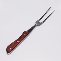 Vintage Meat Carving Serving Fork Regent Swords Stainless Steel Wood Handle 11&quot; - £10.81 GBP