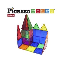 PicassoTiles 60 Piece Set 60pcs Magnet Building Tiles Clear Magnetic 3D ... - $64.00