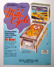 Mini Cycle Pinball Flyer Original Vintage 1970 Game Art 8.5&quot; x 11 Mod  R... - £33.40 GBP