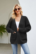 Open Front Long Sleeve Cardigan with Pockets - $46.99