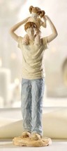 Father Daughter Figurine 9.7" High Textured Resin Blue Cream Resin Family Life