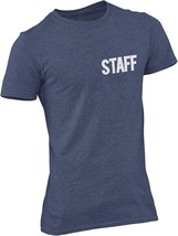 Men&#39;s Staff T-Shirt Screen Print Tee (Chest &amp; Back Print, Heather Denim ... - £13.58 GBP+