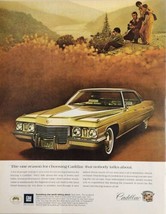 1972 Print Ad Cadillac Four-Door Family in Mountains with Binoculars - $17.65