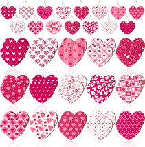 A1diee Heart Love Wooden Ornaments - 46 Pcs Hanging Decoration Red Pink - $9.41
