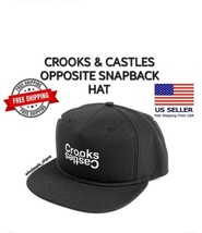 Crooks &amp; Castles Opposite Black Adjustable Snapback Cap Hat NWT - £15.77 GBP