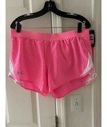 Under Armour Women&#39;s Fly By 2.0 running shorts. 1350196-640 Hot Pink/Whi... - $14.84