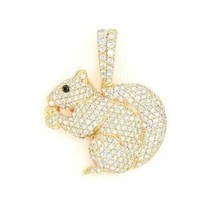 2ct Round Cut Real Moissanite Nice Squirrel Men&#39;s Pendant 14K Yellow Gold Plated - £91.73 GBP