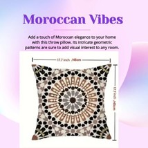 2-Throw Pillow Cover Square Moroccan Style Geometric Mandala Sofa Couch Zipper - £17.40 GBP