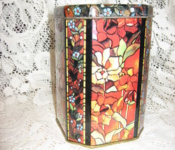 Tin Canister - Octagon Shape-Stained Glass Effect - $7.00