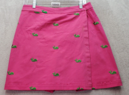 Kate Hill Wrap Skort Women&#39;s Petite 8 Pink Embroidered Whale Cotton Medi... - $22.11