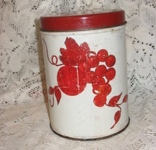 Tin Canister-VTG-Fruit and Floral-Red-2 pc - $7.00