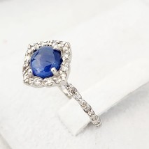 Natural Sapphire Cabochon 1.36ct White Gold, 14 K - £394.68 GBP