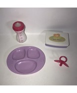 American Girl Bitty Baby LOT - Wipes, Bottle, Plate &amp; Pacifier Accessories  - £23.59 GBP