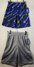 Pair Of Champion Shorts Youth Small Gray Blue Polyester Pockets Elastic ... - $18.49