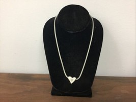 Chunky Silver Tone Open Heart Pendant Necklace - $17.82