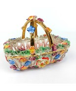 Vintage Italian Capodimonte-Style Porcelain Flower Basket with Gold Trim - $108.79 CAD