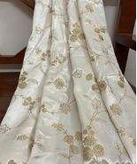 Off White Embroidered Viscose Silk Fabric, Bridal Wedding Dress Fabric -... - £11.44 GBP+