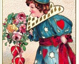 Vtg Cartolina Circa 1908 Clown Holding Fiori Valentine - Non Usato - $14.28