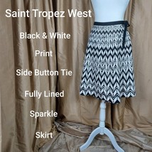 Saint Tropez West White Sparkle  A-line Side Button Closing Skirt Size 4 - £7.82 GBP