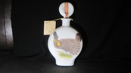 Vintage Field Birds Prairie Chicken Whiskey Decanter J. W. Dant Milk Glass - £11.90 GBP