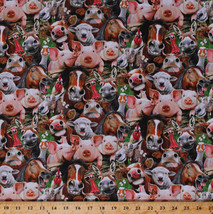 Cotton Farm Animals Selfie Funny Faces Kids Cotton Fabric Print by Yard D371.24 - £25.20 GBP