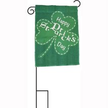 12&quot;x18&quot; Happy St. Patricks Day Clover Sleeved w/ Garden Stand Flag PREMIUM Vivid - £15.16 GBP