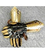 Medieval Gloves Antique Knight Armor Steel Gothic Gauntlet Gold x-mas Gift - £134.16 GBP