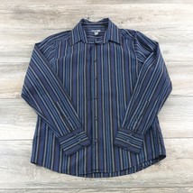 H&amp;M Mens Medium Long Sleeve Shirt Designer Office Work Casual Black Blue... - $21.23
