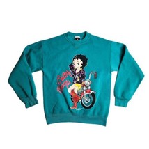Vintage Betty Boop 1994 Biker Sweatshirt Size Medium Signal Sports Green Sweater - £80.34 GBP