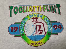 Vintage Flint-Togliatti Volga River Cruise USA Russia 1994 Michigan Shirt L - £5.41 GBP
