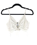 Princess Polly Julio Crop Top Tie Front Smocked Cami White 0 - £11.61 GBP