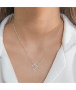CVD Diamond Cloud Pendant 14K Solid White Gold Minimalist Necklace Gift ... - $732.32 CAD