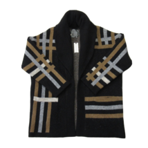 NWT Anthropologie Ferna Plaid in Black Knit Wool Blend Cardigan Sweater Coat S - £88.47 GBP