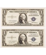 Lot of 2 Consecutive 1935-F $1 Silver Certificate Star Notes FR #1615* AU+ - £58.14 GBP