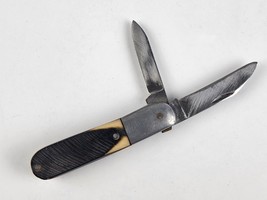 Vintage Queen Steel #22 Clip Blade Barlow Knife Sawcut Bovine Bone Handle - $47.51