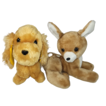 Vtg Dakin Plush Lot 2 Cocker Spaniel Dog Deer Realistic Stuffed Animal 1977 7&quot; - £12.75 GBP