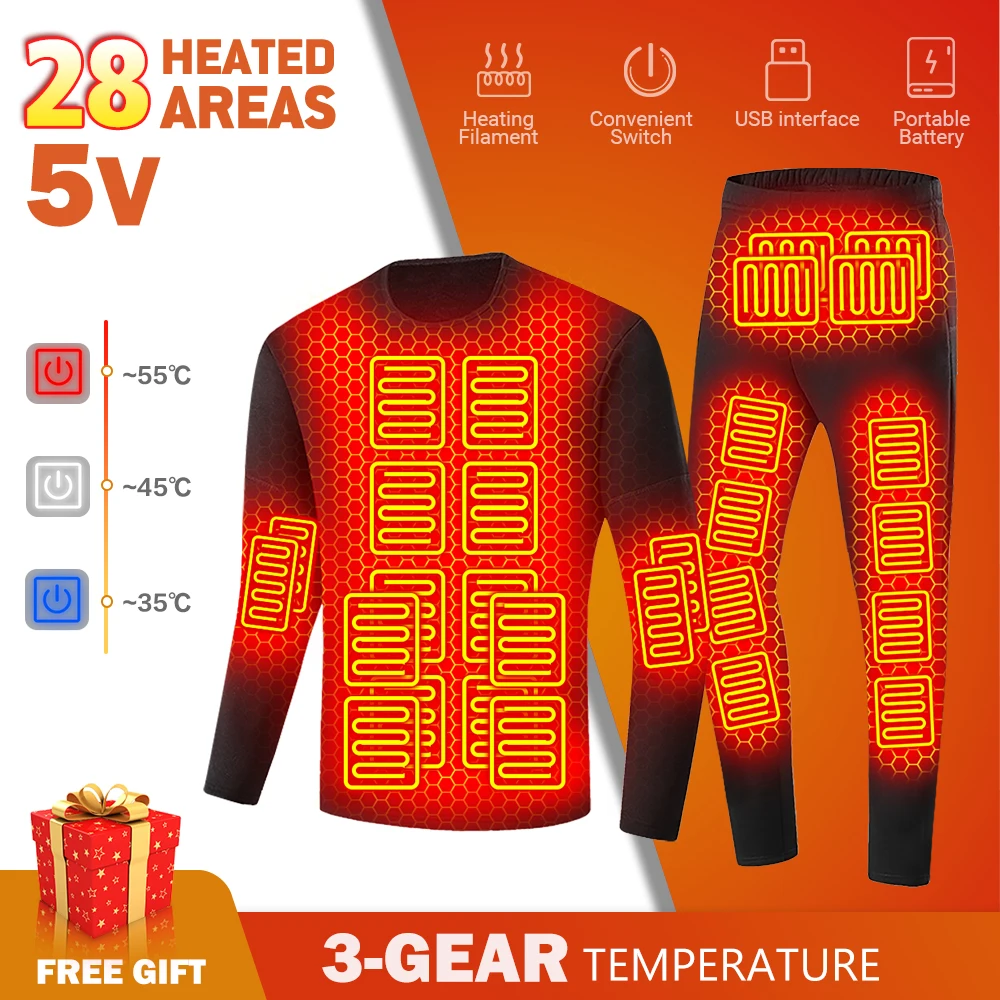 28 Area Winter Thermal Heated Jacket Women Vest Heated Underwear USB Electric - £42.42 GBP+
