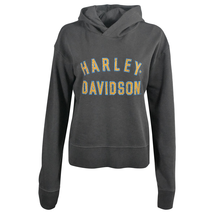 Harley-Davidson Women&#39;s Hoodie Blackened Pearl Racer Font Neck Pullover (S04) - £29.81 GBP