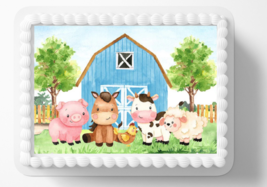 Farm Animals Edible Image Edible Baby Shower Cake Topper Sticker DIY Cake - £11.33 GBP+