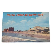 Postcard Hello From Atlantic City Convention Hall and Hotels Beach Chrome Posted - £5.53 GBP